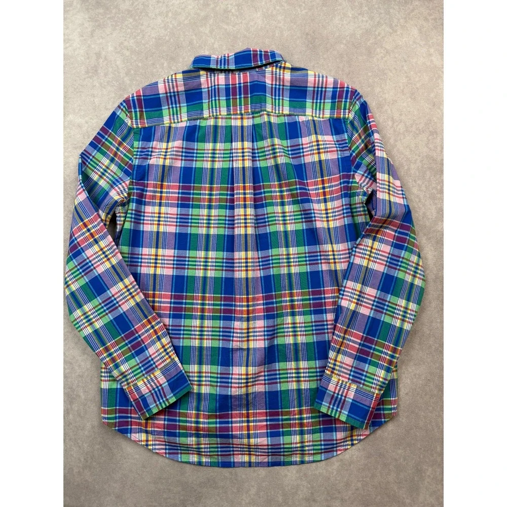 Polo Ralph Lauren Boys L 14-16 Multicolor Plaid Madras Button Down Shirt Stretch
